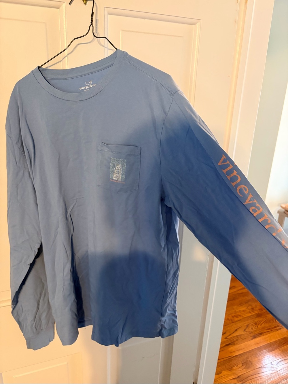 Vineyard Vines Boys XL Long-Sleeve Pocket Tee - Dusty Blue